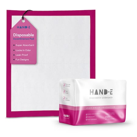 Hand-E Pink Underpads 17 x 24 10 Pack Highly Absorbent 10PK HND-82100